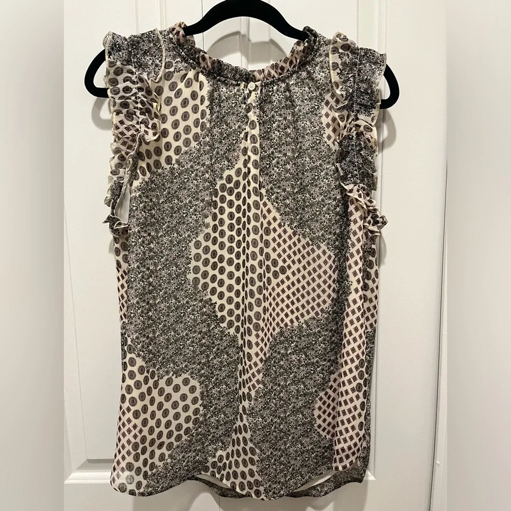 Beautiful Loft Ruffle Sleeve Blouse Like New Sz L - Picture 2 of 10